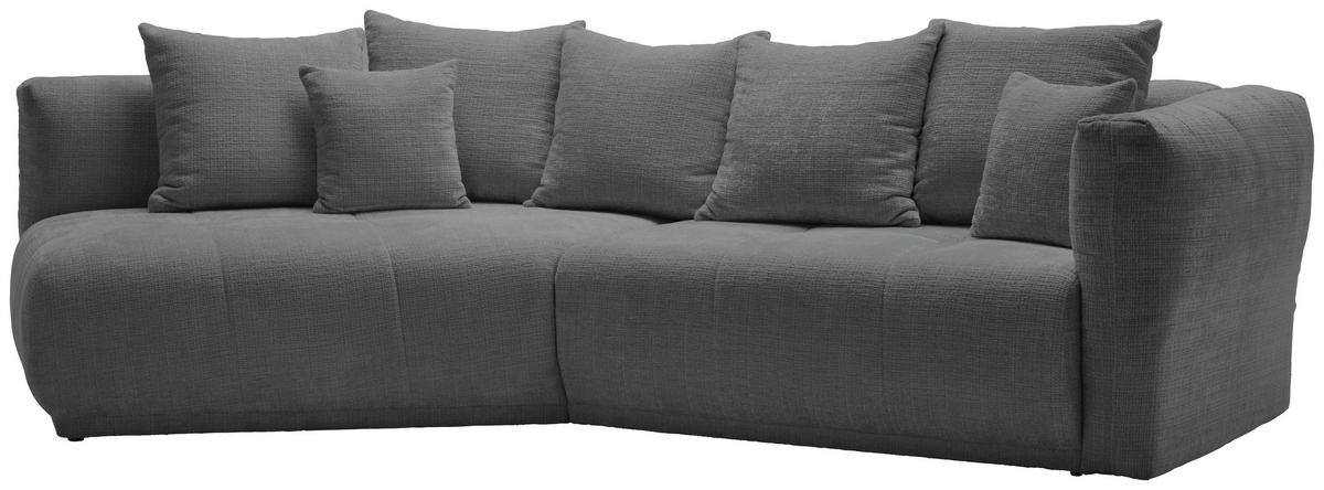 ECKSOFA in Chenille Grau  180/315 cm  - Schwarz/Grau, MODERN, Kunststoff/Textil (180/315cm) - Hom`in