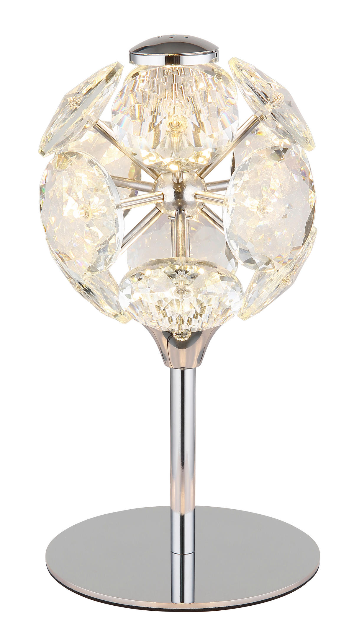 LED-TISCHLEUCHTE VIRINA 15/26,5 cm   - Klar/Chromfarben, KONVENTIONELL, Glas/Metall (15/26,5cm) - Globo