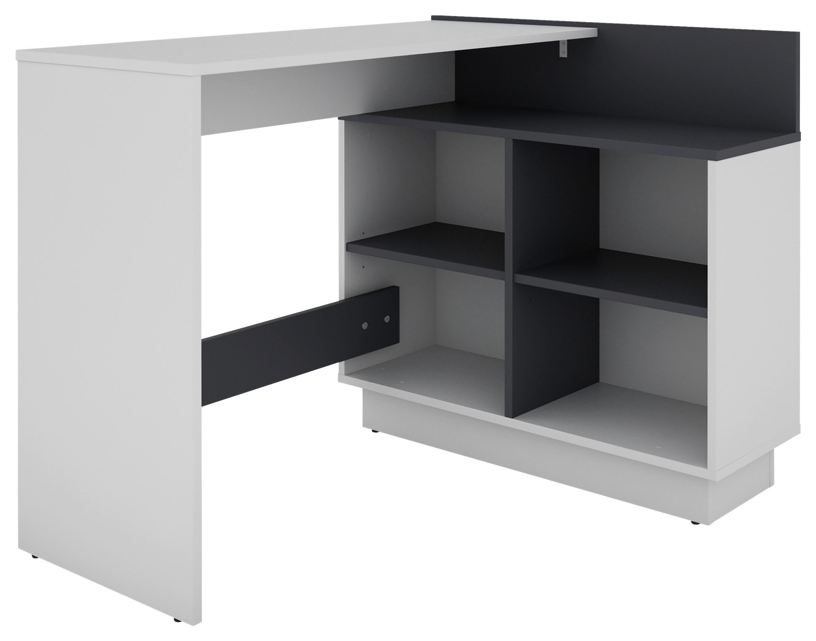 ECKSCHREIBTISCH 112/80/77,5 cm  in Graphitfarben, Weiß  - Graphitfarben/Weiß, MODERN, Holzwerkstoff (112/80/77,5cm) - MID.YOU