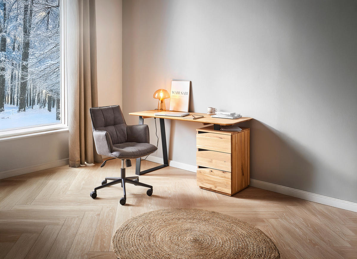 SCHREIBTISCH 140/65/75 cm  in Wildeiche  - Wildeiche/Schwarz, Natur, Holz/Metall (140/65/75cm) - Linea Natura