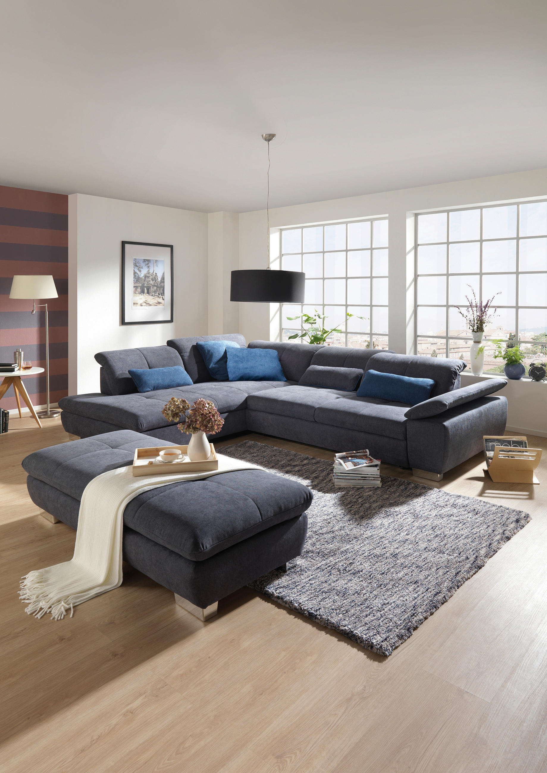 ECKSOFA Grau Chenille  - Chromfarben/Grau, Design, Textil (242/313cm) - Xora