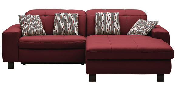 WOHNLANDSCHAFT in Leder Rot - Rot/Schwarz, Natur, Leder/Metall (262/187cm) - Dieter Knoll