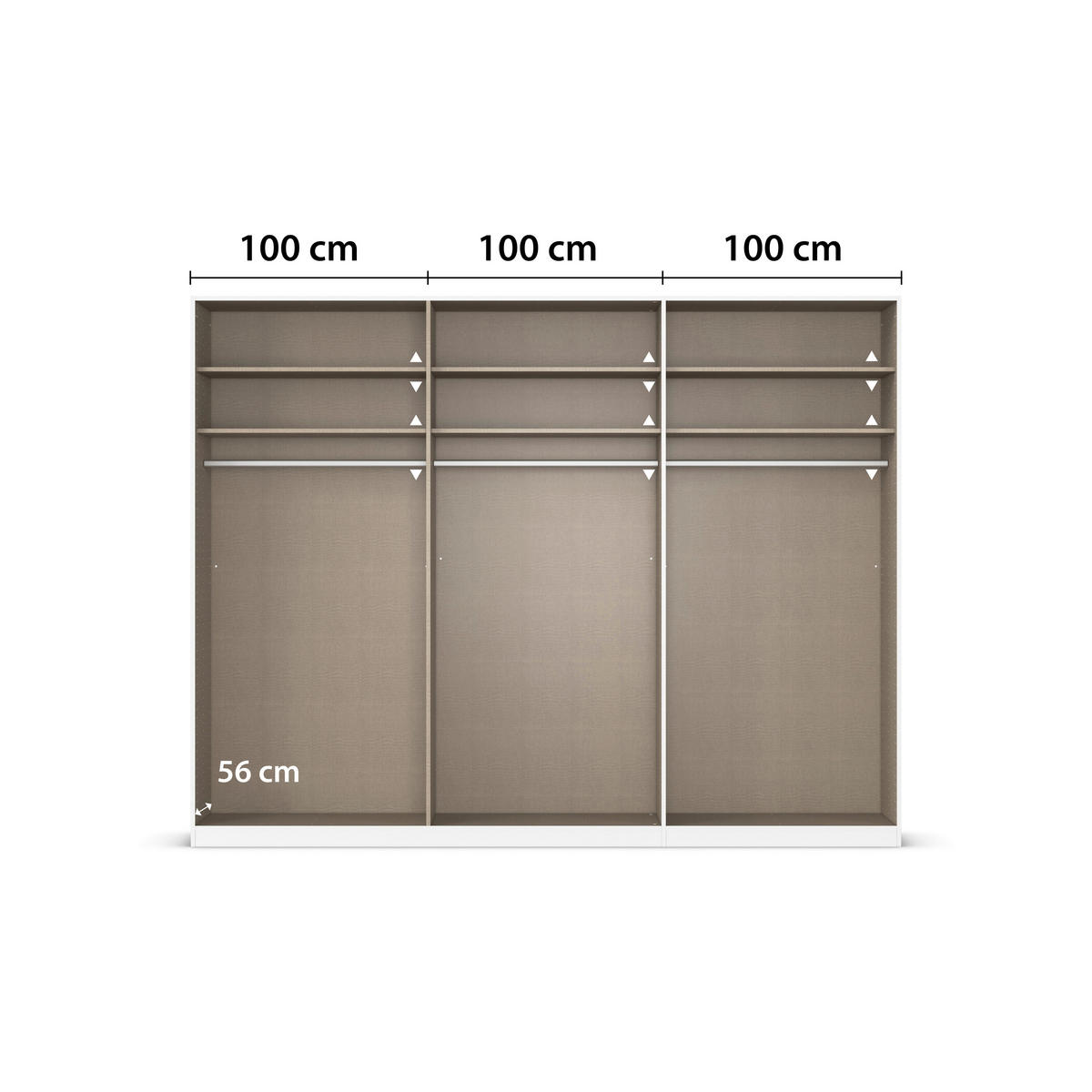 DREHTÜRENSCHRANK 301/223/61 cm,  in Champagner, 6-türig  - Champagner, Basics, Glas/Holzwerkstoff (301/223/61cm) - Novel