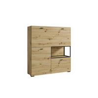 HIGHBOARD FRAME, 120/127/40 cm,  - Schwarz/Eiche Artisan, MODERN, Holzwerkstoff/Metall (120/127/40cm) - MID.YOU