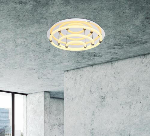 LED-DECKENLEUCHTE 55/15 cm   - Opal/Weiß, Design, Kunststoff/Metall (55/15cm) - Globo