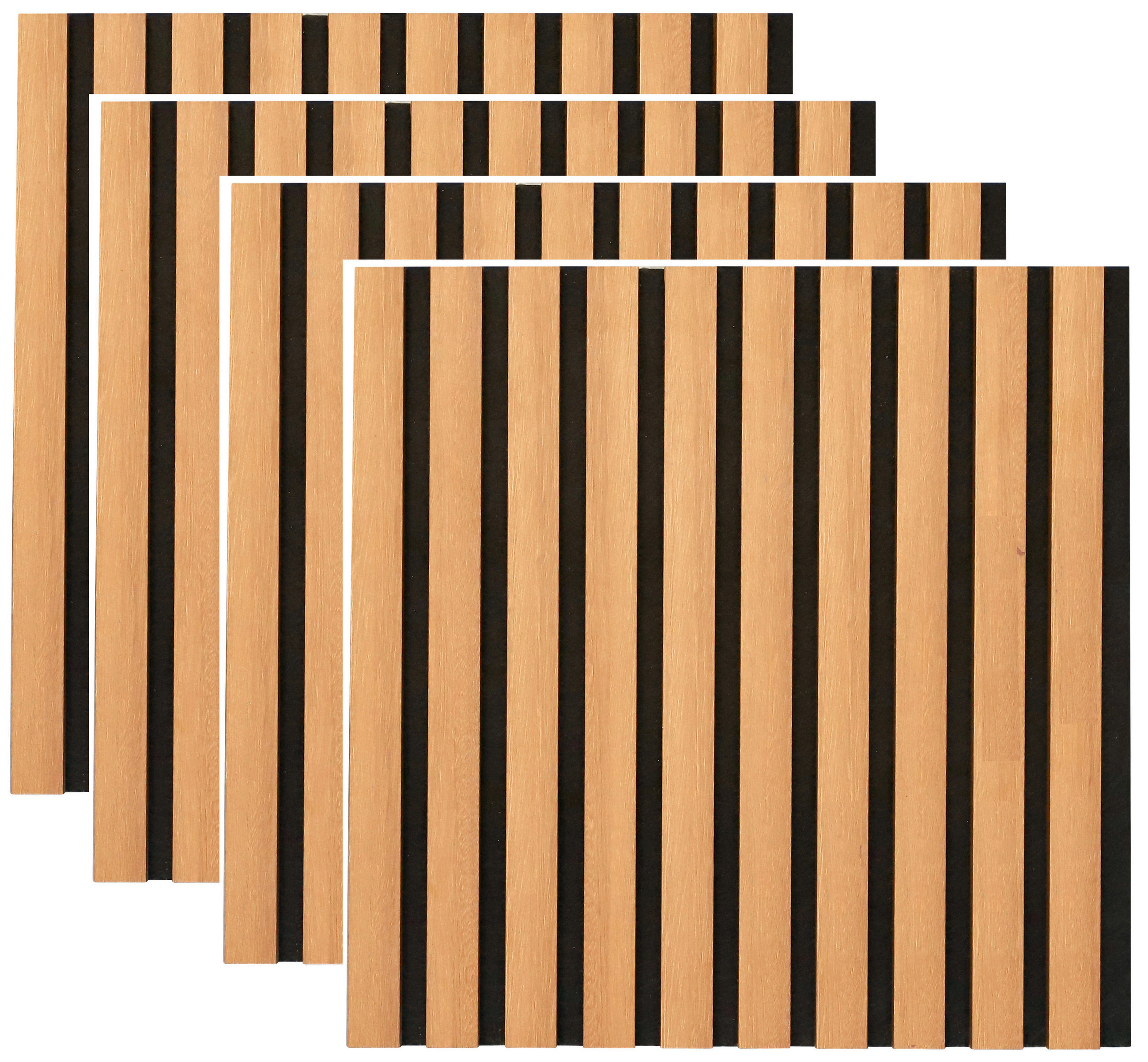 AKUSTIKPANEEL Echtholz, Nachbildung 40/40/2,1 cm 4 Stück  - Walnussfarben/Schwarz, Trend, Holz/Holzwerkstoff (40/40/2,1cm) - Boxxx