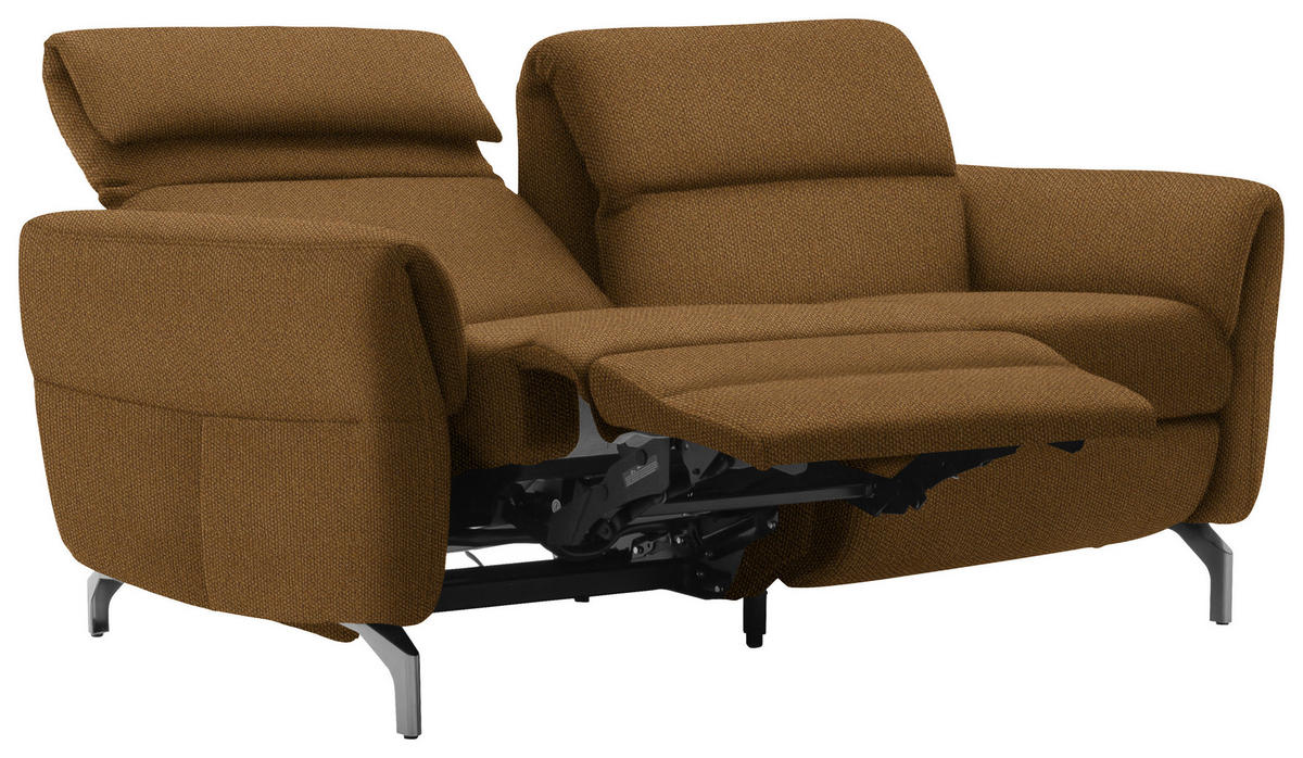 2-SITZER-SOFA in Flachgewebe Senfgelb  - Senfgelb/Nickelfarben, Design, Textil/Metall (186/87/100cm) - Schöner Wohnen