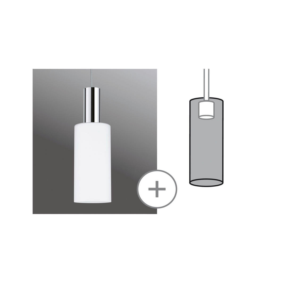 SCHIENENSYSTEM-LEUCHTENSCHIRM 10,0/21,0 cm  - Weiß, Basics, Glas (10,0/21,0cm) - Paulmann