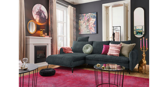 ECKSOFA in Flachgewebe Blau, Grün - Blau/Schwarz, Design, Textil/Metall (180/273cm) - Hom`in