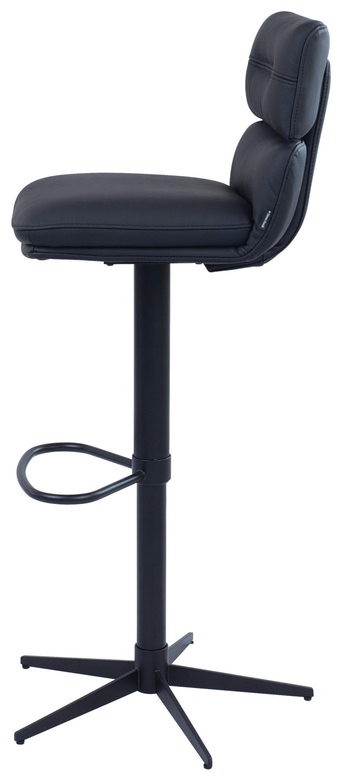 BARHOCKER Echtleder Schwarz Eisen Lederauswahl, Stoffauswahl, Wippfunktion, Sitzfläche 360° drehbar  - Schwarz, Design, Leder/Metall (42/99-117/50cm) - Dieter Knoll
