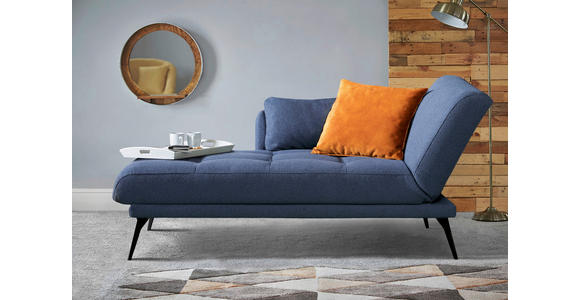 RÉCAMIERE Amira in Dunkelblau  - Schwarz/Dunkelblau, KONVENTIONELL, Textil/Metall (200/85/106cm) - Novel