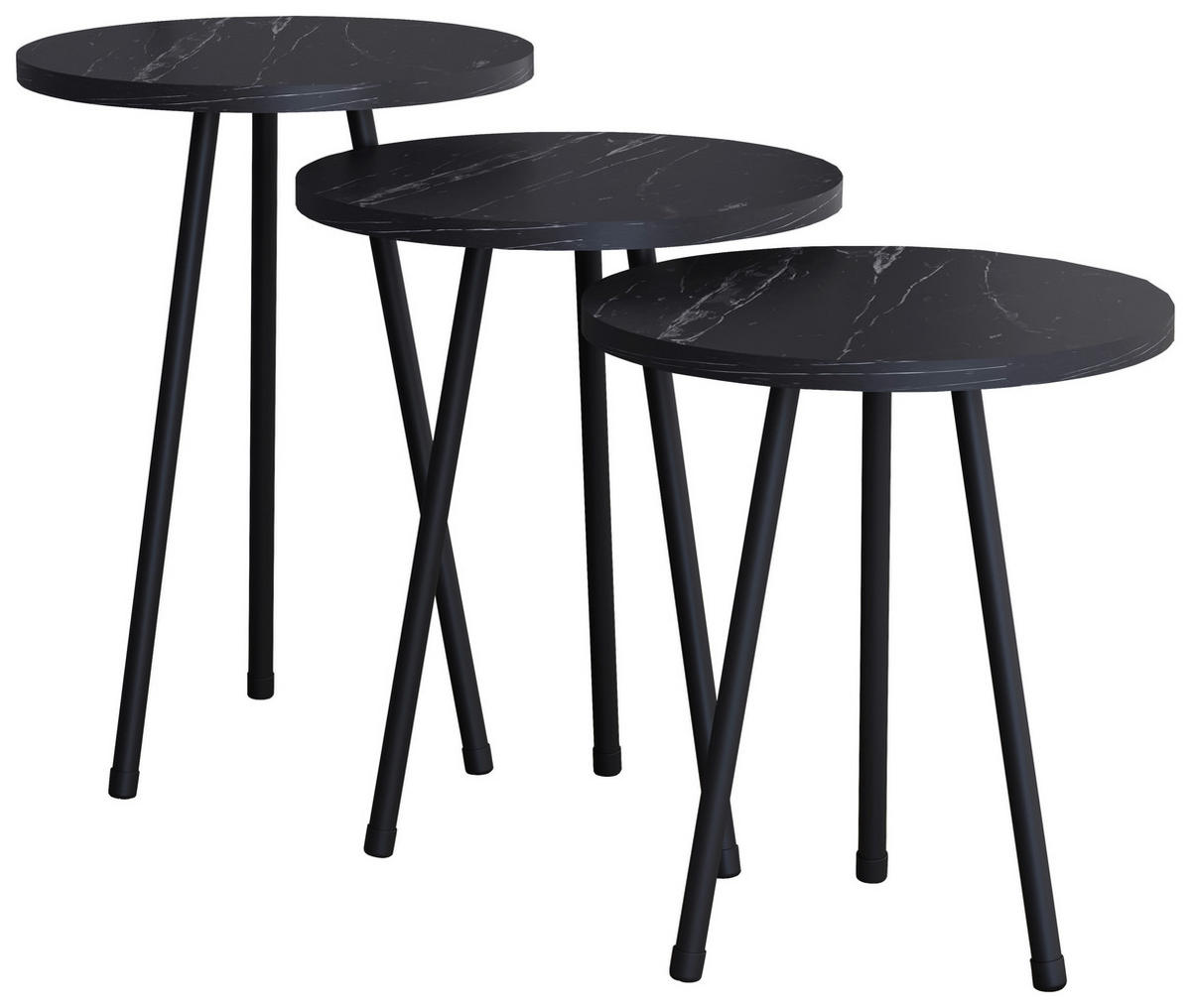 BEISTELLTISCHSET in Holzwerkstoff   - Schwarz, Design, Holzwerkstoff (35cm) - MID.YOU