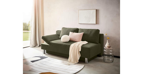 SCHLAFSOFA Flachgewebe Dunkelgrün - Chromfarben/Dunkelgrün, Design, Holz/Textil (205/77-93/99cm) - Novel