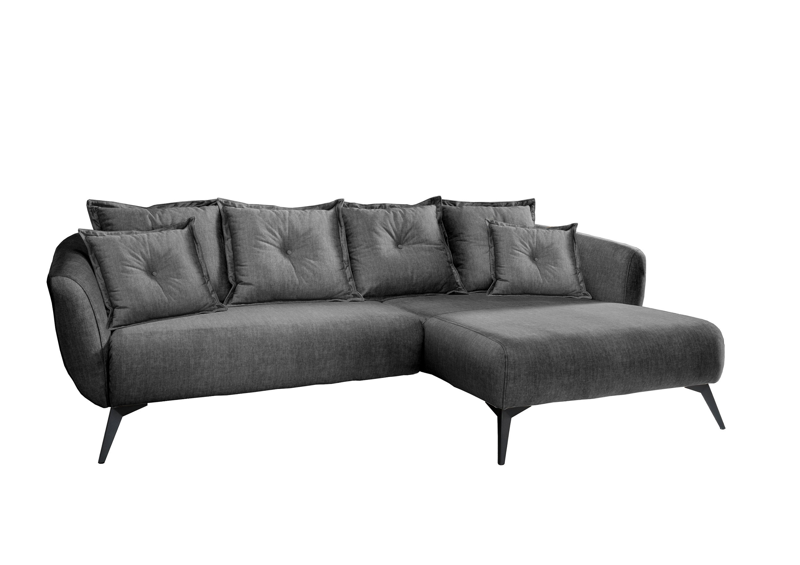 ECKSOFA in Velours Grau  - Schwarz/Grau, Modern, Holz/Textil (277/94/162cm) - Livetastic