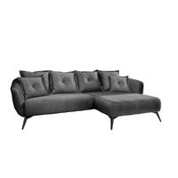 ECKSOFA in Velours Grau  - Schwarz/Grau, Modern, Holz/Textil (277/94/162cm) - Livetastic