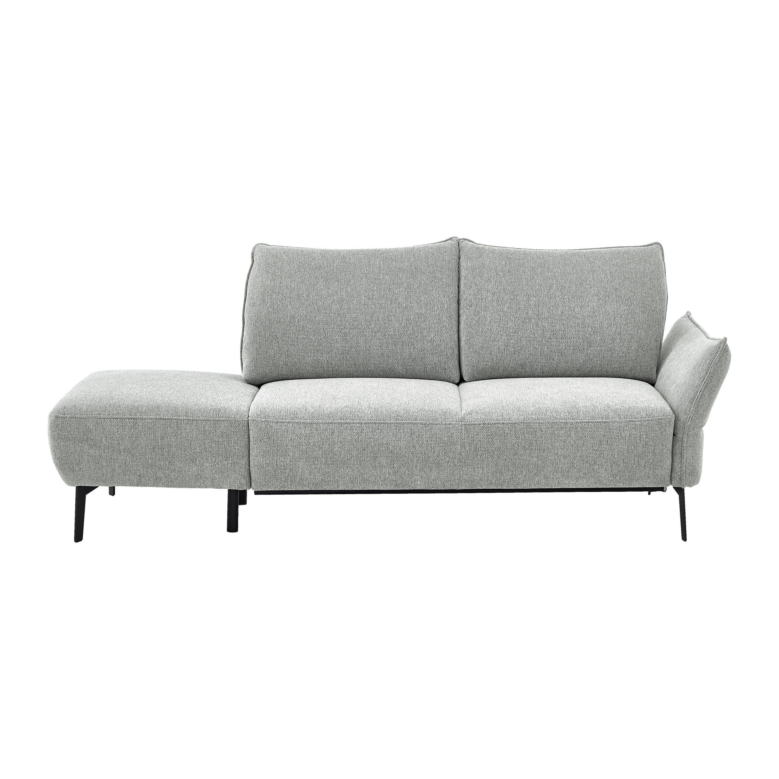 RÉCAMIERE  in Chenille Hellgrau  inkl. Rücken echt  - Hellgrau/Schwarz, KONVENTIONELL, Textil/Metall (206/90/92cm) - Elegando