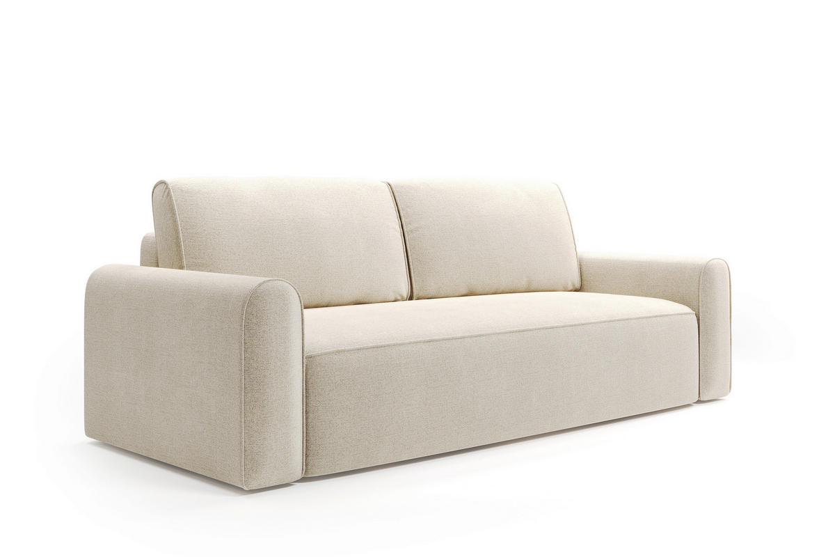 SCHLAFSOFA Chenille Beige  - Beige/Schwarz, Modern, Holz/Holzwerkstoff (240/92/103cm) - Livetastic
