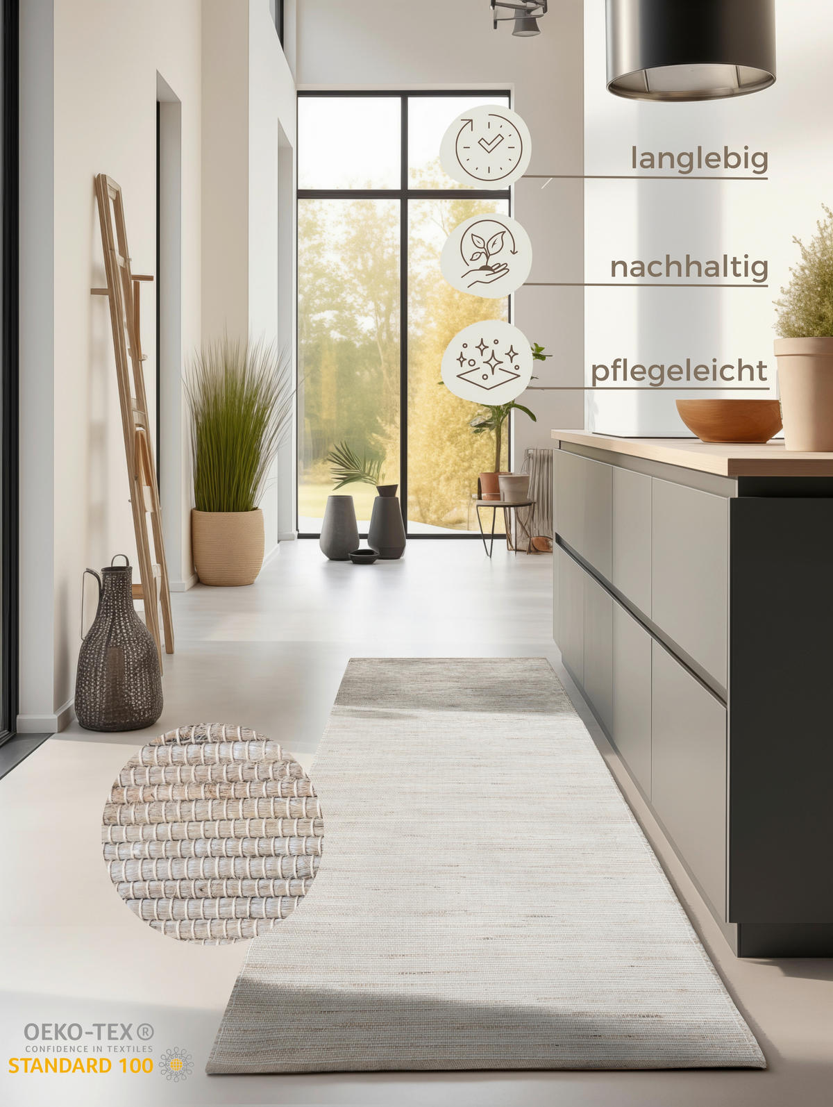 LÄUFER 80/200 cm Handloom 1.0  - Greige, Basics, Textil (80/200cm)