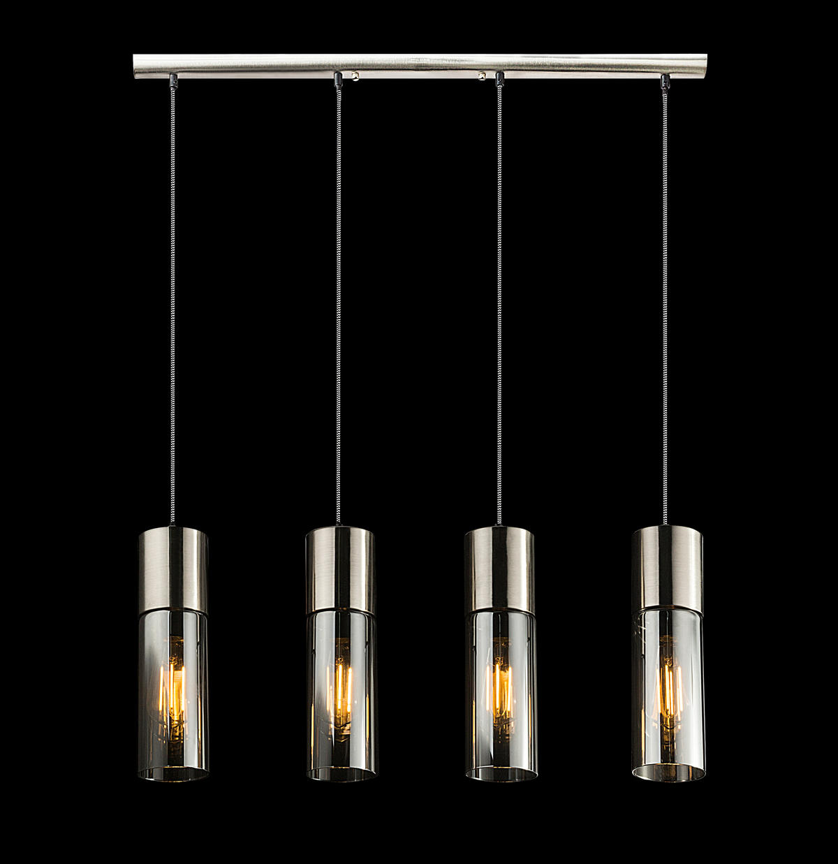 HÄNGELEUCHTE 80/9/156 cm  - Nickelfarben, KONVENTIONELL, Glas/Metall (80/9/156cm) - Globo