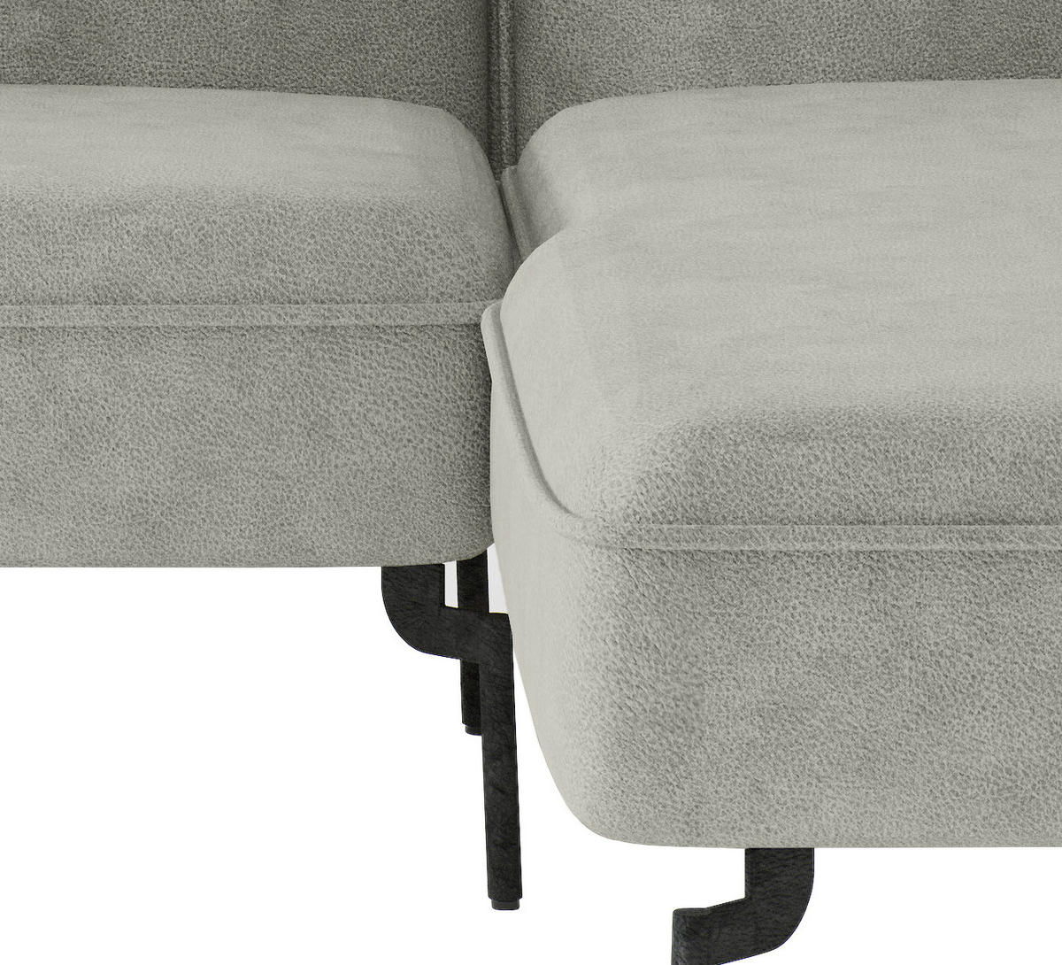 ECKSOFA in Flachgewebe Hellgrau  - Edelstahlfarben/Hellgrau, Design, Textil/Metall (265/185cm) - Livetastic