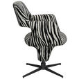 ARMLEHNSTUHL  Stoffauswahl, Sitzfläche 360° drehbar, automatische Rückholfunktion Mikrofaser  - Schwarz/Weiß, Design, Textil/Metall (61/84/63cm) - Novel