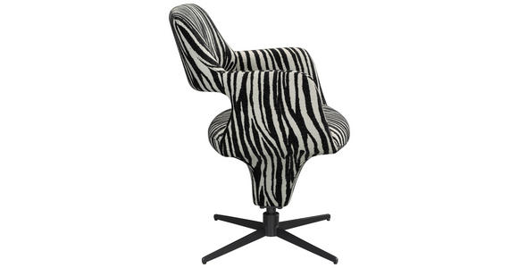 ARMLEHNSTUHL  Stoffauswahl, Sitzfläche 360° drehbar, automatische Rückholfunktion Mikrofaser  - Schwarz/Weiß, Design, Textil/Metall (61/84/63cm) - Novel