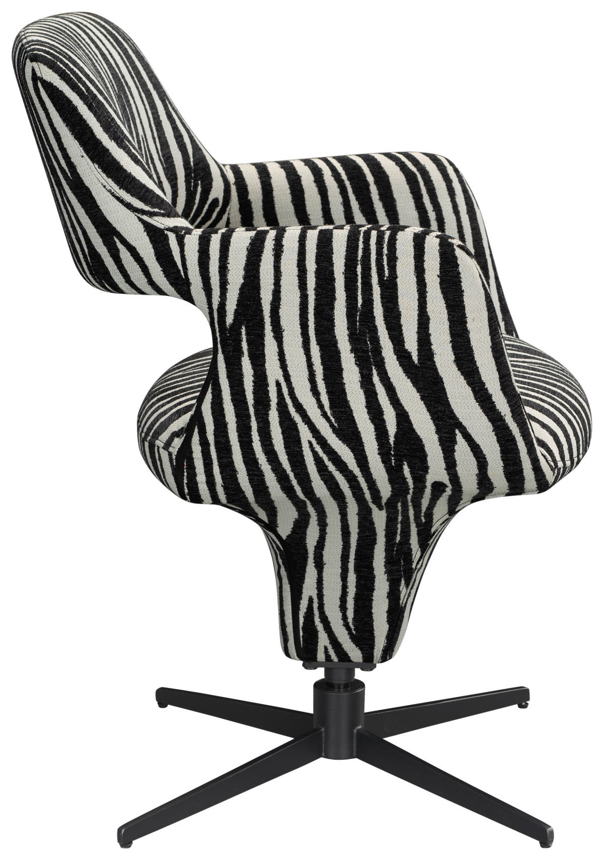 ARMLEHNSTUHL  Stoffauswahl, Sitzfläche 360° drehbar, automatische Rückholfunktion Mikrofaser  - Schwarz/Weiß, Design, Textil/Metall (61/84/63cm) - Novel