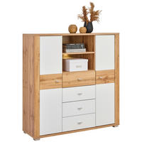 HIGHBOARD  in 114/123/38 cm  - Chromfarben/Eichefarben, KONVENTIONELL, Holzwerkstoff/Kunststoff (114/123/38cm) - Ti'me