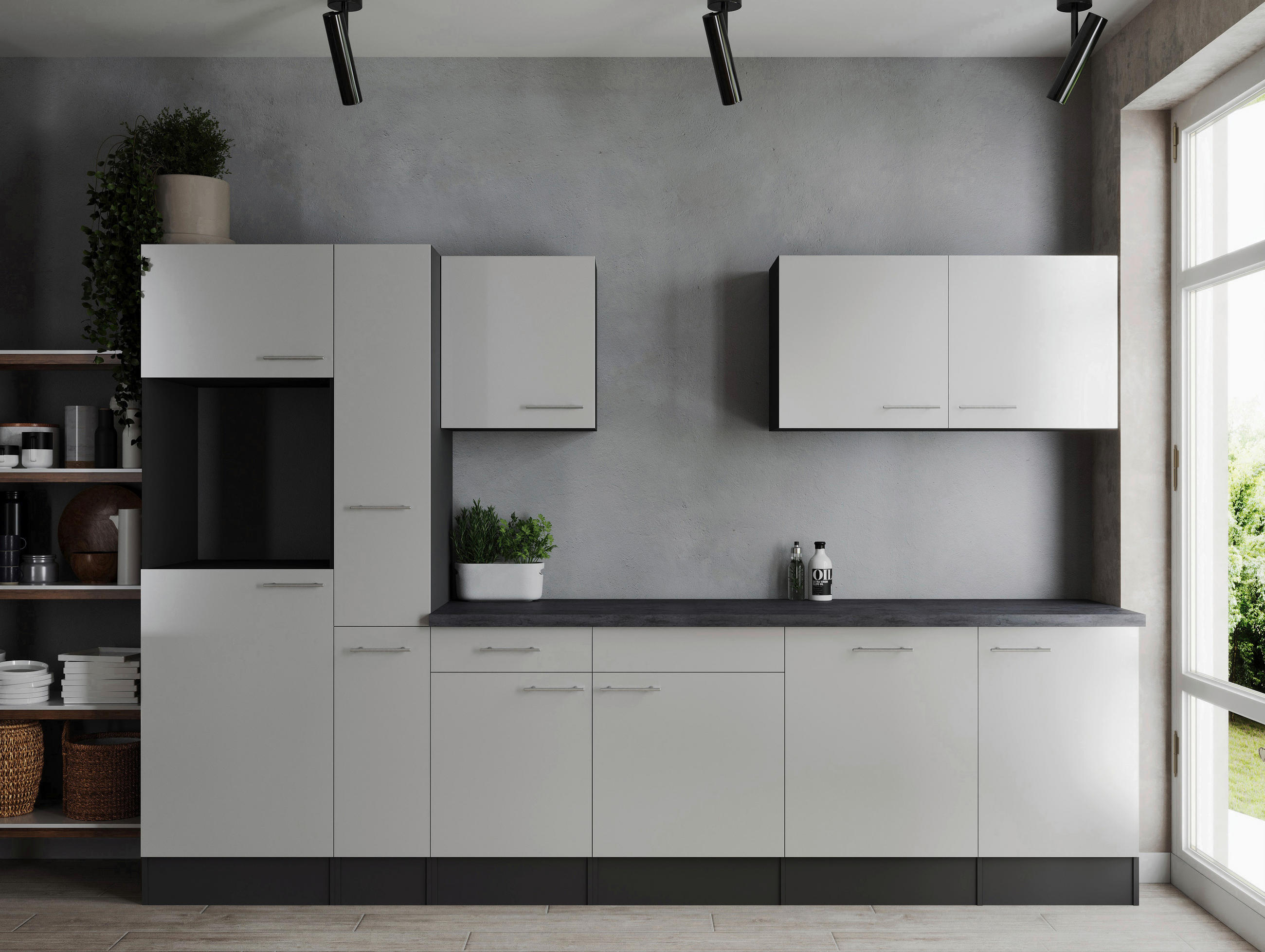 MODULKÖK UTAN VITVAROR 310 cm   i grå, vit  - vit/silver, Design, metall/trämaterial (310cm) - Respekta