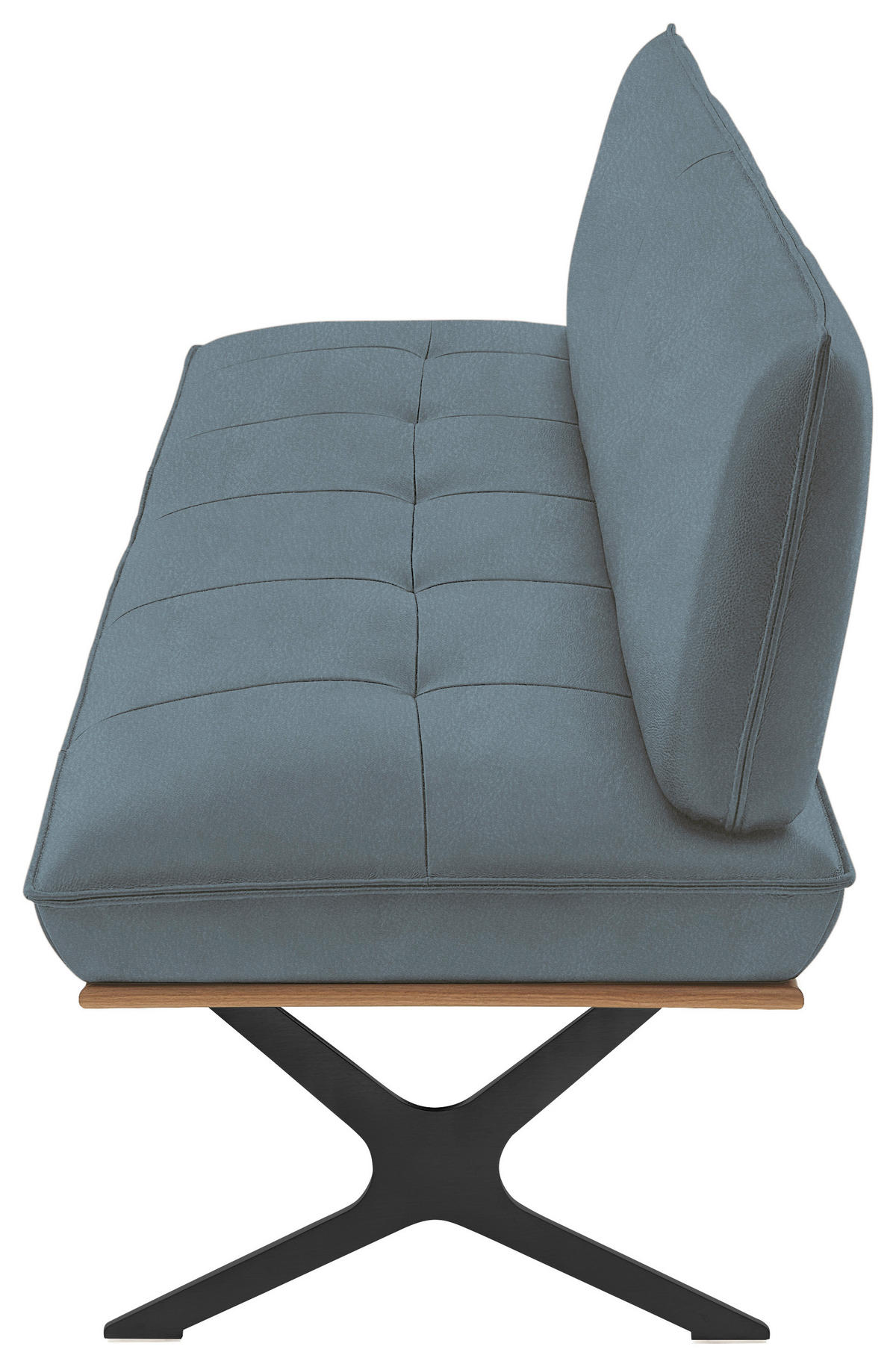 SITZBANK in Holz, Metall, Leder Schwarz, Graublau  - Graublau/Schwarz, Design, Leder/Holz (214/88/66cm) - Koinor
