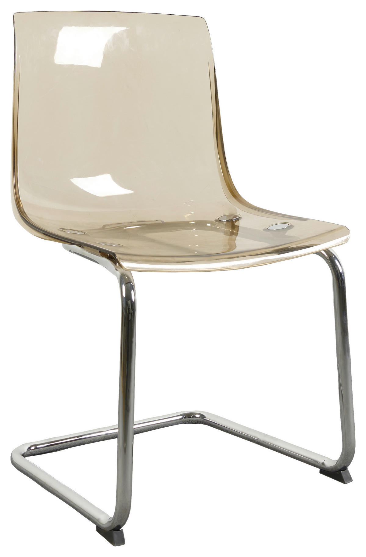 STUHL - Chromfarben/Hellbraun, Design, Kunststoff/Metall (48/86/50cm) - Stylife