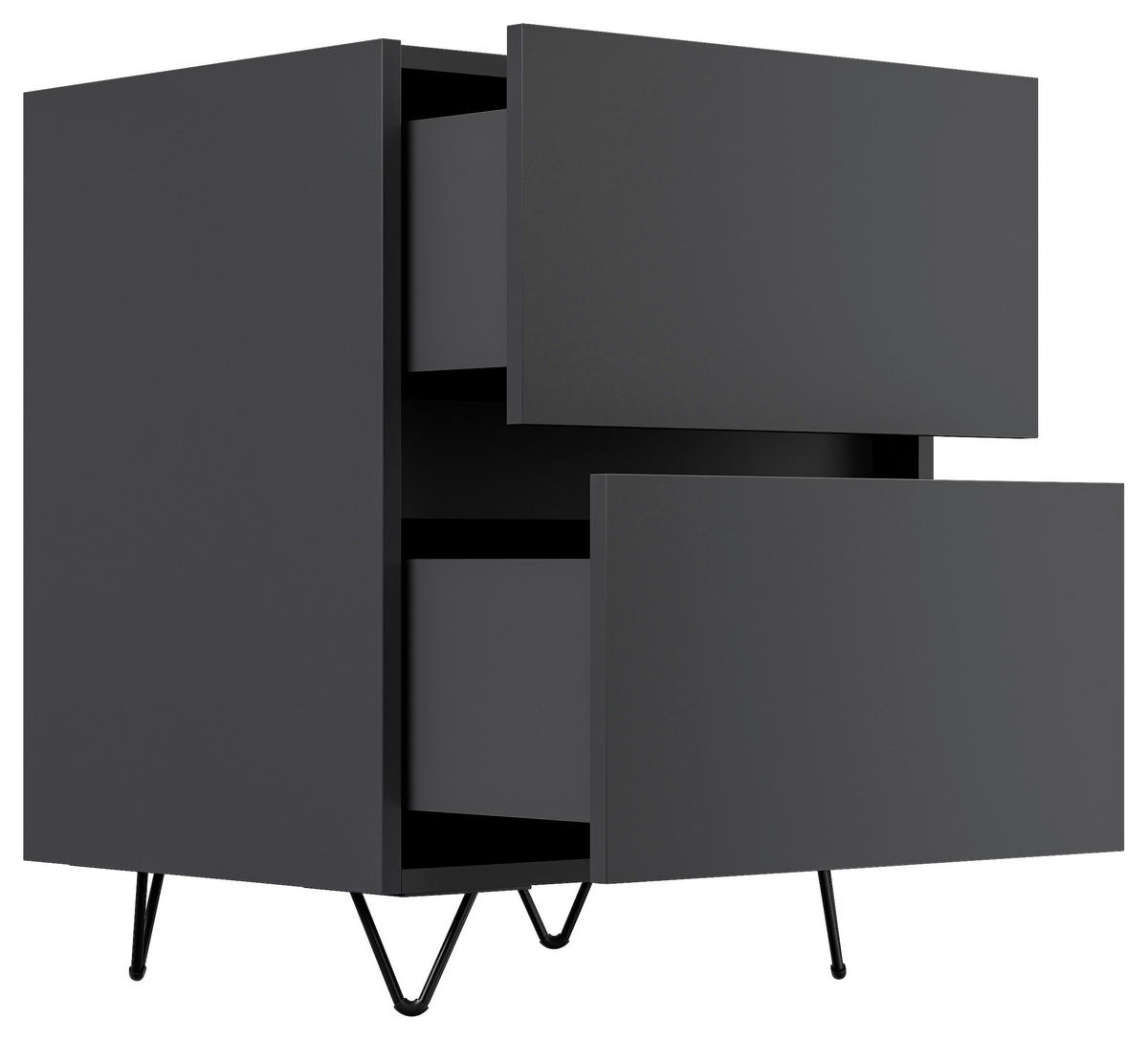 NACHTTISCH 51,2/65/42 cm  - Graphitfarben/Schwarz, Basics, Holzwerkstoff/Metall (51,2/65/42cm) - MID.YOU