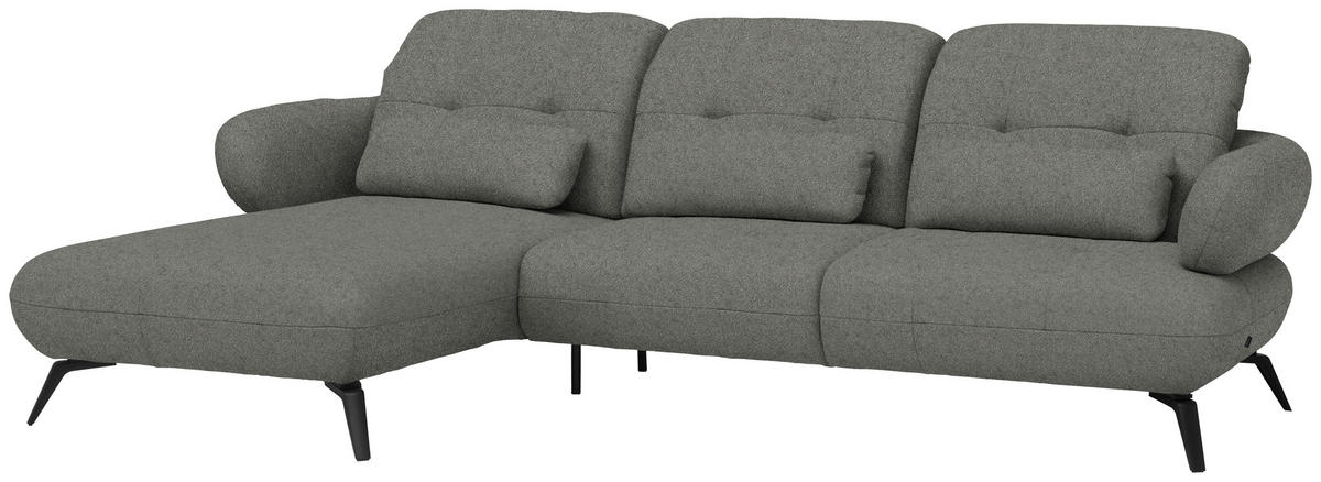 ECKSOFA Chenille Grau  - Schwarz/Grau, Modern, Textil/Metall (180/282cm) - Novel