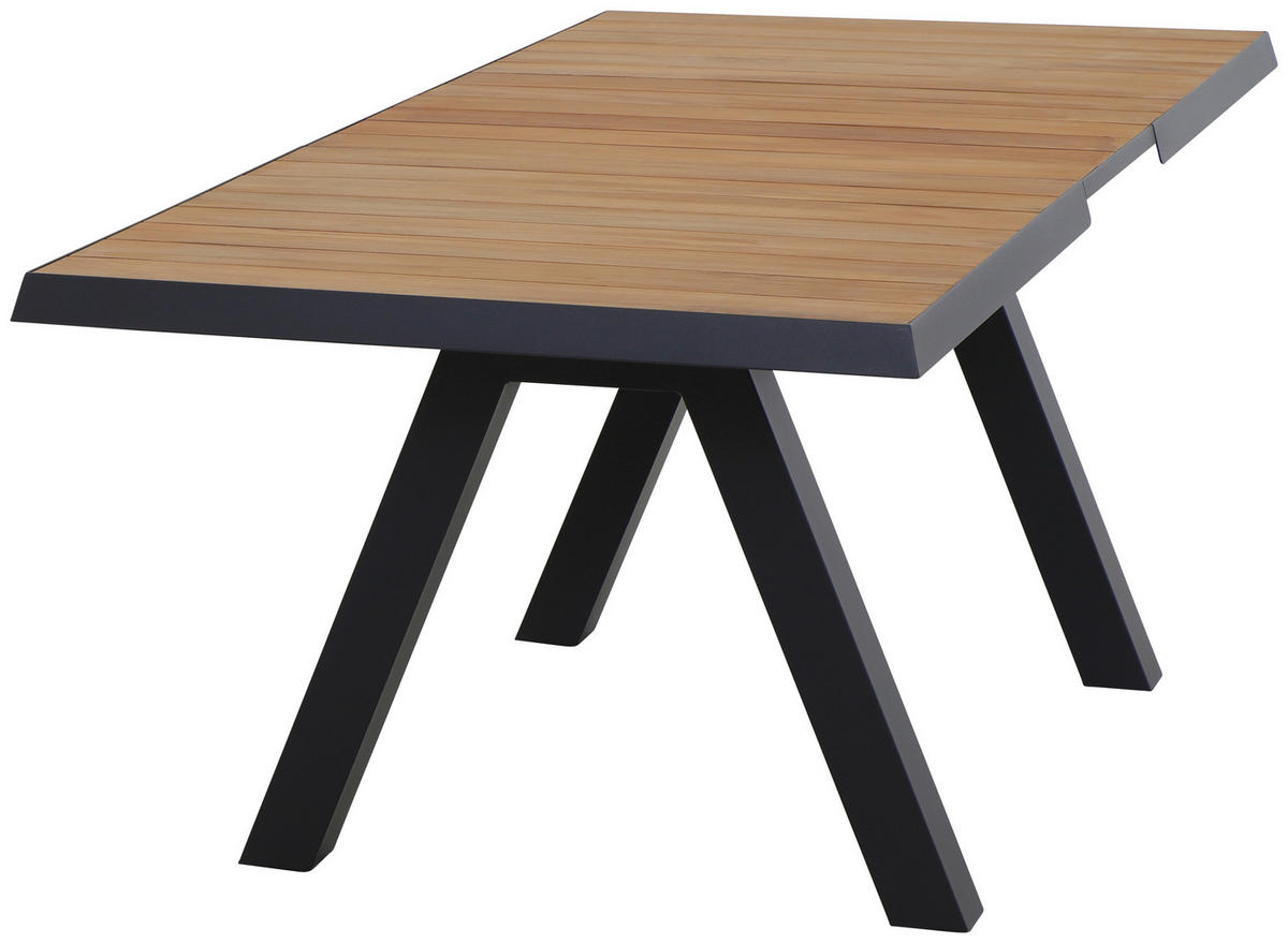 GARTENTISCH 160-200/90/77 cm Metall rechteckig  - Anthrazit/Teakfarben, Basics, Holz/Metall (160-200/90/77cm) - Siena Garden