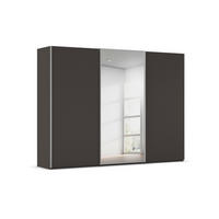 SCHWEBETÜRENSCHRANK 301/223/69 cm,  in Graphitfarben, Alufarben, 3 Tür(en)  - Alufarben/Graphitfarben, Basics, Glas/Holzwerkstoff (301/223/69cm) - Rauch Möbel