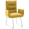 ARMLEHNSTUHL  Beinauswahl, Lederauswahl, Stoffauswahl, Typenauswahl Flachgewebe  - Edelstahlfarben/Gelb, Design, Textil/Metall (59/93/59cm) - Dieter Knoll