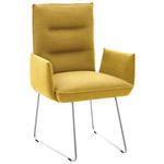 ARMLEHNSTUHL  Beinauswahl, Lederauswahl, Stoffauswahl, Typenauswahl Flachgewebe  - Edelstahlfarben/Gelb, Design, Textil/Metall (59/93/59cm) - Dieter Knoll