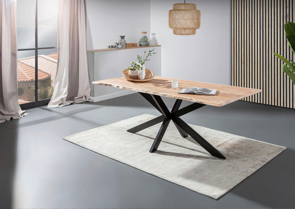ESSTISCH in Holz 220/100/75 cm  - Schwarz/Naturfarben, MODERN, Holz/Metall (220/100/75cm) - Livetastic