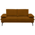 2,5-SITZER Dieter Knoll in Velours Cognac  - Cognac/Beige, Design, Textil/Metall (196/89/104cm) - Dieter Knoll