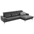 ECKSOFA Rivello Anthrazit Echtleder  - Anthrazit/Schwarz, Design, Leder/Metall (328/193cm) - Dieter Knoll