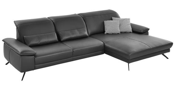 ECKSOFA Rivello Anthrazit Echtleder  - Anthrazit/Schwarz, Design, Leder/Metall (328/193cm) - Dieter Knoll