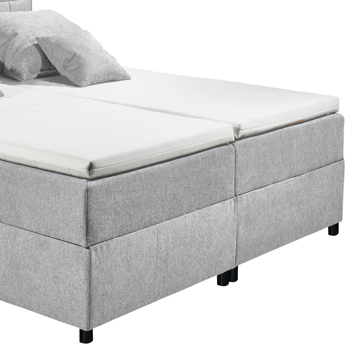 BOXSPRING-ÁGY 180/200 cm  világosszürke  - világosszürke/ezüstszínű, Basics, műanyag/faalapú anyag (180/200cm) - MID.YOU