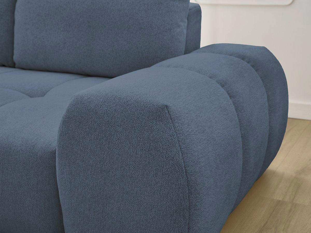 ECKSCHLAFSOFA EVEREST  mit Rücken echt, Armteil links, Armteil rechts Flachgewebe Dunkelblau  - Schwarz/Dunkelblau, MODERN, Kunststoff/Textil (318/180cm) - Livetastic