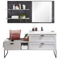 BADEZIMMER  in 190 cm  - Hellgrau/Weiß, ROMANTIK / LANDHAUS, Glas/Holzwerkstoff (190cm) - Celina Home