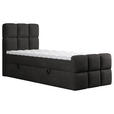 BOXBETT 90/200 cm,  in Schwarz, gepolstertes Kopfteil, Bettkasten, Topper, H3 = fest  - Schwarz, Design, Holzwerkstoff/Kunststoff (90/200cm) - Xora