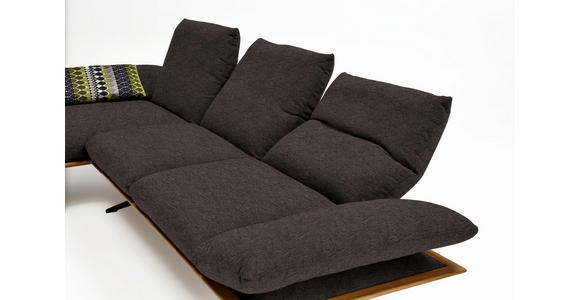 ECKSOFA in Flachgewebe Dunkelbraun  - Dunkelbraun/Schwarz, Design, Holz/Textil (159/314cm) - Dieter Knoll