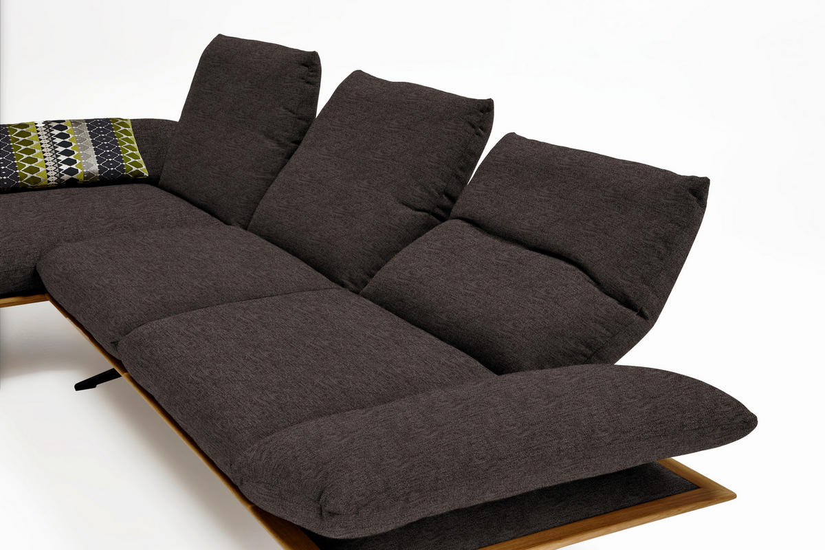 ECKSOFA in Flachgewebe Dunkelbraun  159/314 cm  - Dunkelbraun/Schwarz, Design, Holz/Textil (159/314cm) - Dieter Knoll