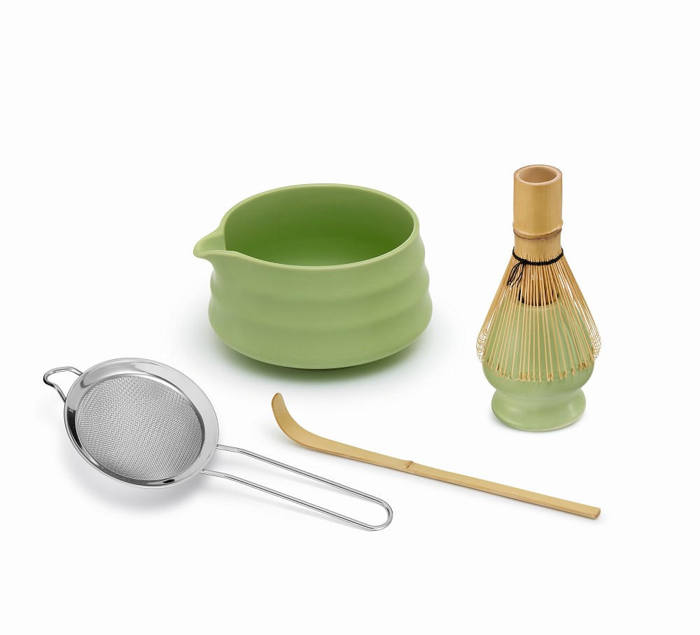 MATCHA-SET - Edelstahlfarben/Braun, Basics, Holz/Keramik (22/14/8cm) - GOURMETMAXX