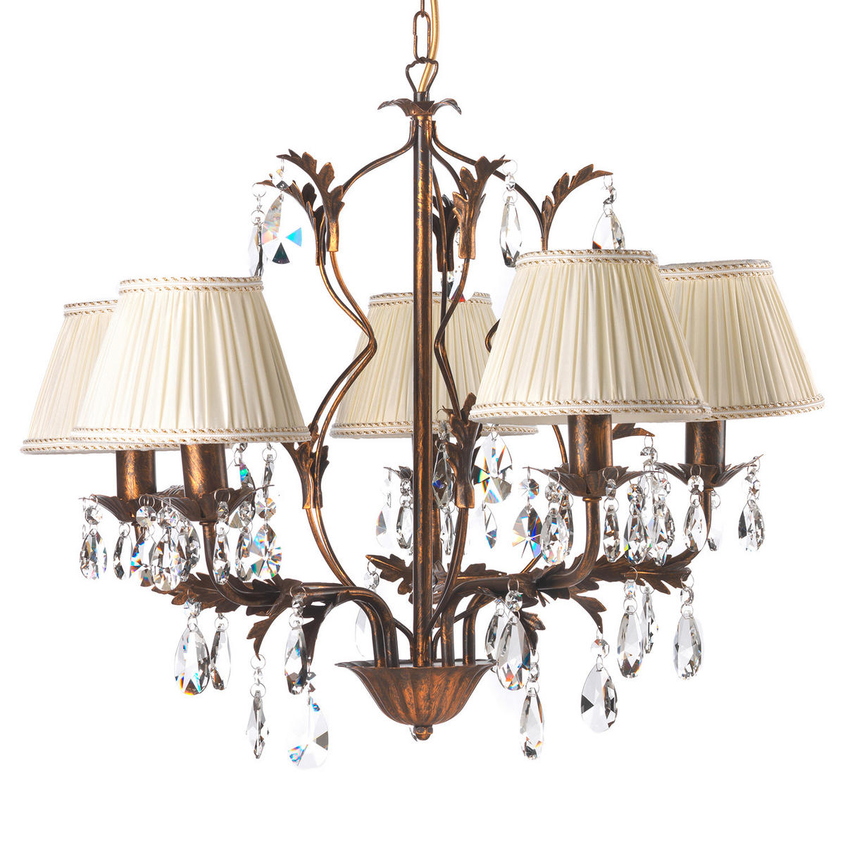 KRISTALL-HÄNGELEUCHTE 60/105 cm   - Bronzefarben, KONVENTIONELL, Glas/Metall (60/105cm)