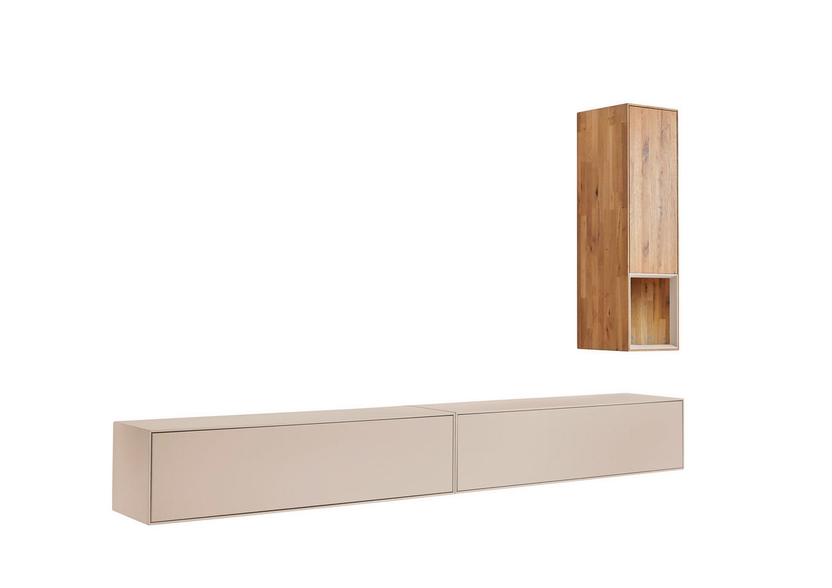 WOHNWAND 3-teilig  in Sandfarben, Wildeiche  180/190/39 cm  LED-Leuchtmittel   - Sandfarben/Wildeiche, Design, Holz/Holzwerkstoff (180/190/39cm) - Dieter Knoll